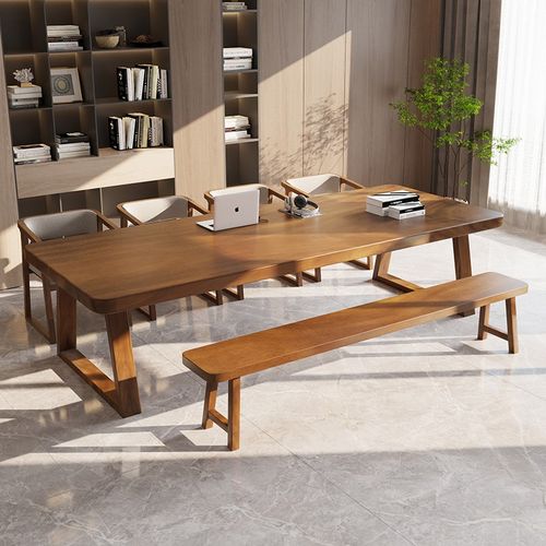 黑胡桃木高档实木书桌客厅餐桌家用学习办公桌卧室长条桌工作台 - 图0