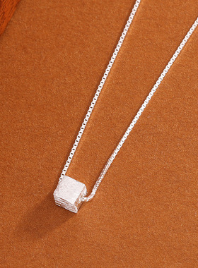 鱼头星星几何方块锁骨链饰品礼物999足银方糖项链女小众感送女友