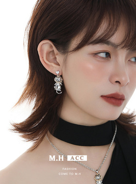 鱼头星星独特时尚耳环手链包裹小猫设计戒指女生可爱甜酷风项链潮