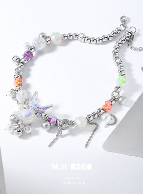 鱼头星星甜美锁骨链时尚感彩蝶小众设计项链女生轻奢礼物时尚饰品