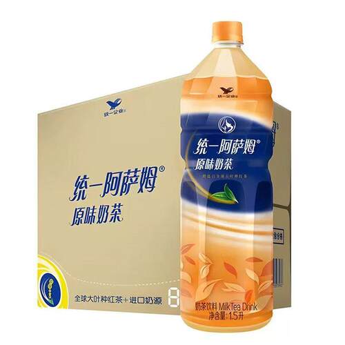 统一阿萨姆原味奶茶1.5L*6瓶/整箱包邮办公室下午茶大瓶畅饮yb - 图1