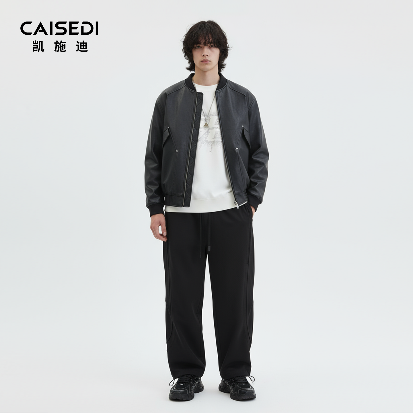 凯施迪短款棒球领皮衣夹克男秋冬潮牌新品PU肌理质感宽松百搭外套,淘宝优惠券,粉丝福利购,淘宝优惠卷