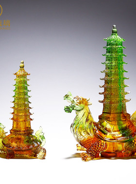 琉璃龙龟龟塔驮塔九层文昌塔客厅办公室房间桌面水晶装饰摆设