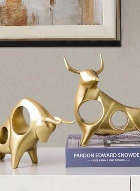 现代招财牛酒柜装饰品小客厅电视柜玄关摆设工艺礼品