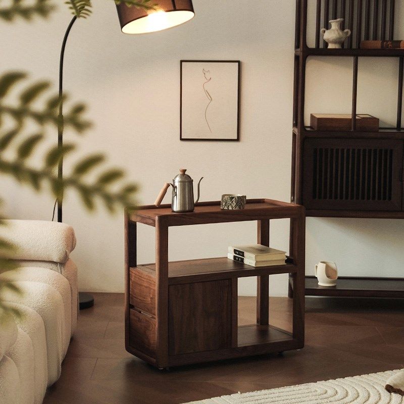 北美全实木沙发边几现代边柜侧边柜带抽屉,淘宝优惠券,粉丝福利购,淘宝优惠卷