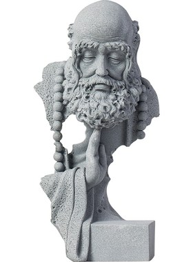 中式悟道达摩祖师茶宠摆件青砂石鱼缸造景家居客厅玄关桌面装饰品