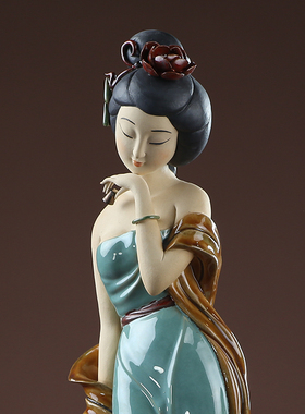 石湾公仔陶瓷古风仕女人物中式艺术品家居客厅电视柜装饰品