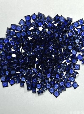 正方直角培育蓝宝石皇家蓝帕帕拉恰裸石戒指手链项链彩虹渐变配石