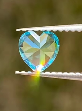 实验室生长培育帕拉伊巴色心形宝石 霓虹电光蓝18K金定制项链裸石