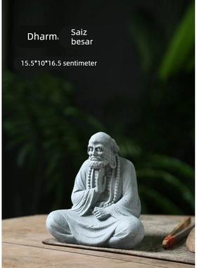 鱼缸造景水月观音禅意人物山水石头流水微景观假山盆景小摆件