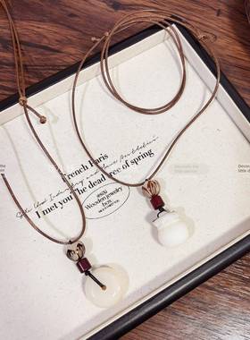 古风白玉菩提平安扣吊坠项炼女款新中式覆古民族风禅意长款毛衣炼