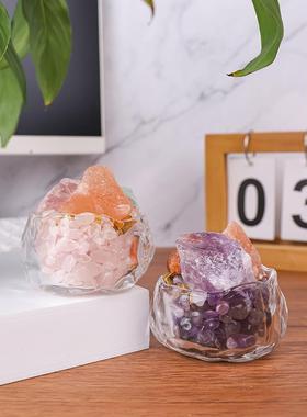 网红转运水晶聚宝盆桌面摆件高档办公室家居装饰品小摆件礼品礼物