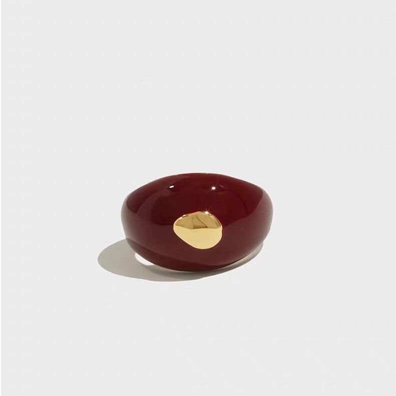 Qingdao export Ankara red enamel drip glaze ring niche retro ring temperament contrasting wide version ring