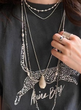 青岛出口小众复古编织毛衣链吊篮水瓶长款吊坠高级百搭圆珠链