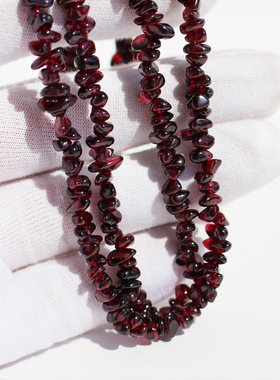 青岛出口天然紫牙乌石榴石串珠项链紫色碎石双层手链耳环耳饰套装