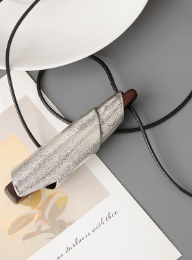 青岛出口可调节小众设计项链圆管镶木项链复古简约做旧长款毛衣链