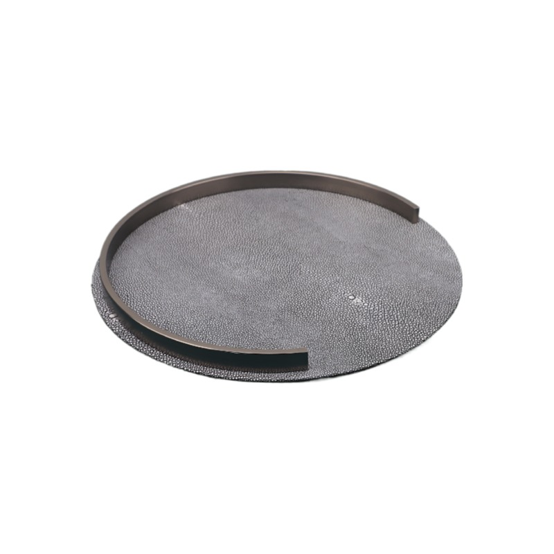 简约金属皮革托托盘摆件酒店样板间家居饭厅茶几桌面收纳果盘香薰 - 图3