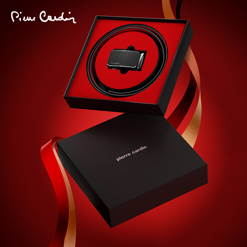 【本命年】皮尔卡丹正品皮带男款真皮红腰带男士裤带结婚新年礼物