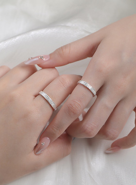 s999足银极简吉言情侣开口对戒