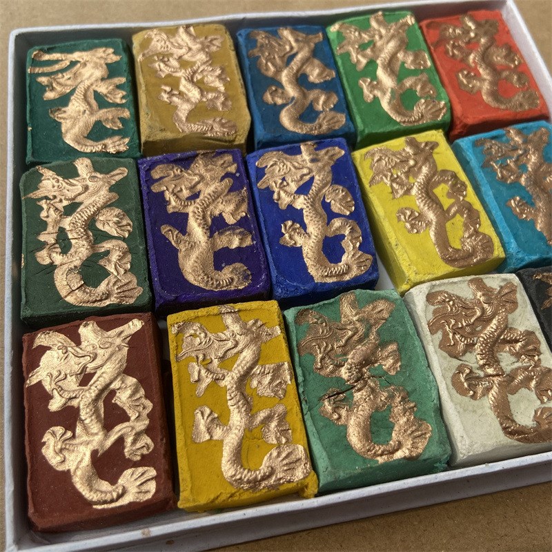 安徽十五彩盒装墨条墨块龙徽龙纹墨 书法国画牡丹练习墨锭盒墨块 - 图1
