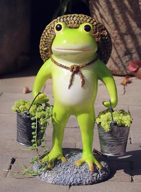 创意个性大青蛙多肉花盆摆件户外花园庭院造景装饰动物树脂花器