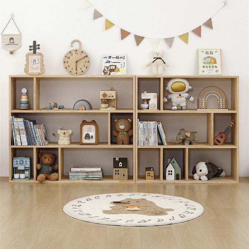 儿童玩具书架二合一收纳架展示落地置物实木格子柜宝宝玩具收纳柜,淘宝优惠券,粉丝福利购,淘宝优惠卷