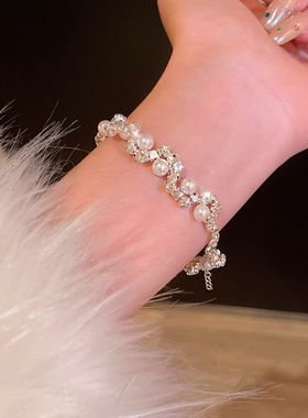 法式气质不规则碎银珍珠手链