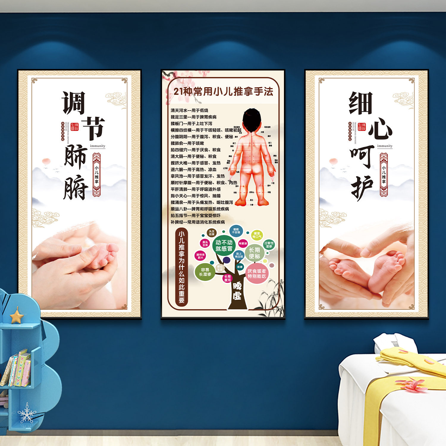 小儿推拿店墙纸儿童母婴室布置中医养生馆文化背景墙面装饰挂画,淘宝优惠券,粉丝福利购,淘宝优惠卷