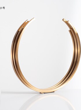 轻奢凹凸缺口金属圆环摆件酒店大堂案J几软装陈设售楼处装饰品