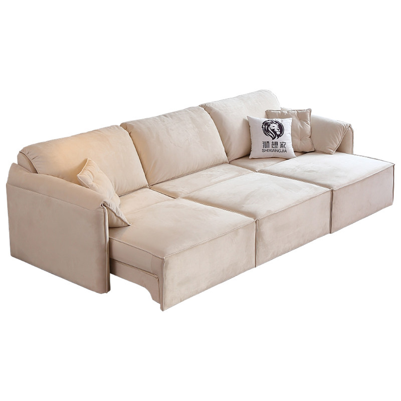 大象耳朵零靠墙电动伸缩沙发磨砂布艺功能沙发床直排三人位两用,淘宝优惠券,粉丝福利购,淘宝优惠卷