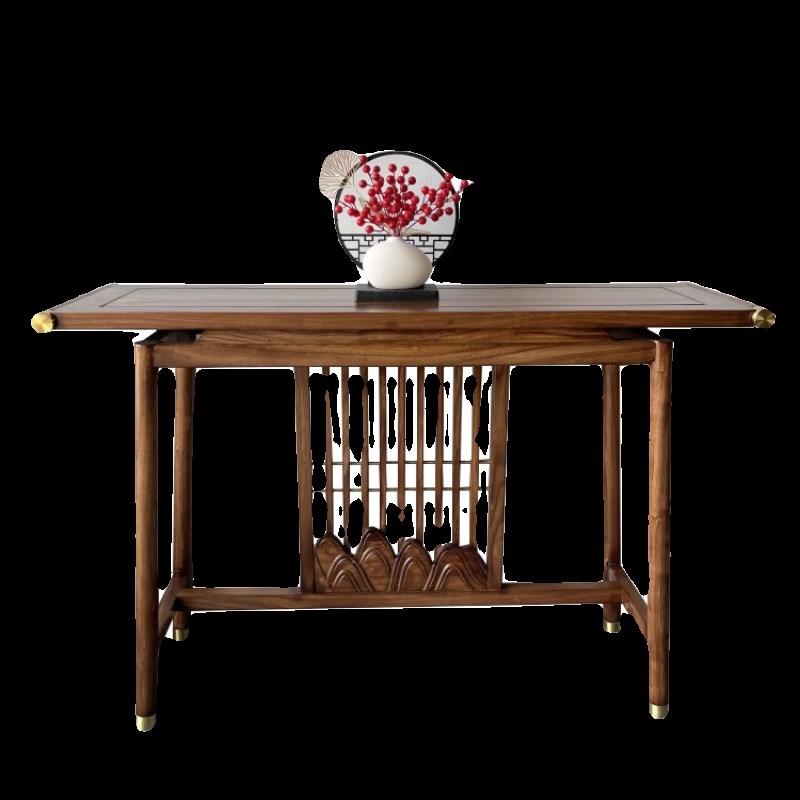老榆木实木玄关桌中式雕花仿古供桌客厅家用条案几端景台简约入户 - 图3