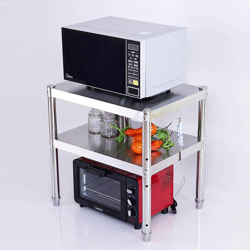 加厚无磁不锈钢厨房钢置物架微波炉烤箱锅碗蝶多功能收纳两层落地,淘宝优惠券,粉丝福利购,淘宝优惠卷