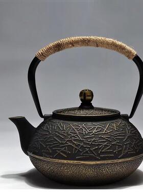 设计师严选样板间茶室新中式松针铸铁茶壶摆件售楼处书房软装饰品