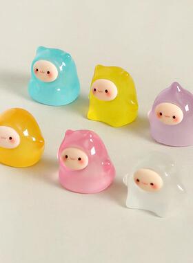 无聊瞭,摆几个夜光果冻精灵治愈电脑桌面工位办公桌小摆件装饰品