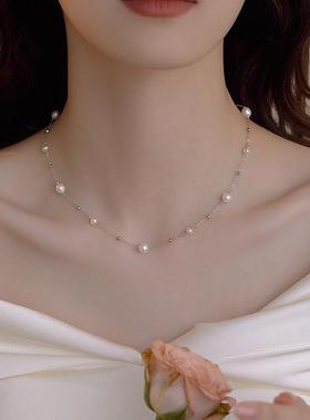 满天星彷珍珠项炼女2025新爆款配饰颈炼高级感轻奢小众叠戴锁骨炼