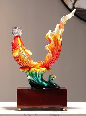 年年有余办公室锦鲤鱼招财装饰桌面摆件玄关客厅书房网红乔迁礼品