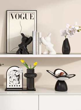 现代简约法式花瓶插花客厅电视柜玄关卧室中古风创意桌面装饰摆件