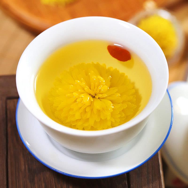 婺源皇菊大绣球花草茶一朵一杯特贡级胎菊江西晓起金丝黄菊礼盒装