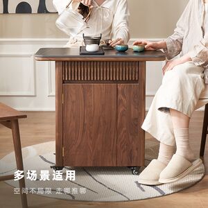 原始原素实木小茶桌边几北美侧边柜小茶车