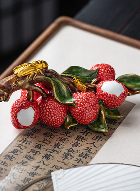 名利双收荔枝摆件变色创意中式家居饰品玄关电视柜办公桌工艺礼品
