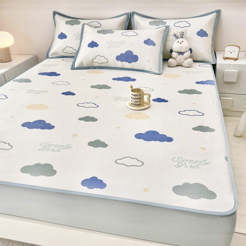 2024新款5A抗菌小清新数码印花冰藤席 150*200cm 床席款-贪吃小猫,淘宝优惠券,粉丝福利购,淘宝优惠卷