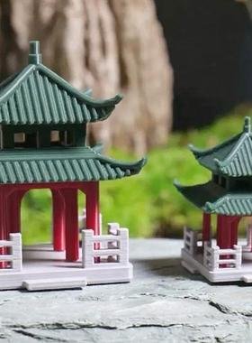 古风建筑亭子模型摆件水陆鱼缸盆景假山复古微景观造景仿真小房子