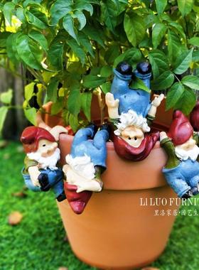 仿真动物精灵挂件花园装饰 庭院摆件工艺品花盆造景六个小矮人