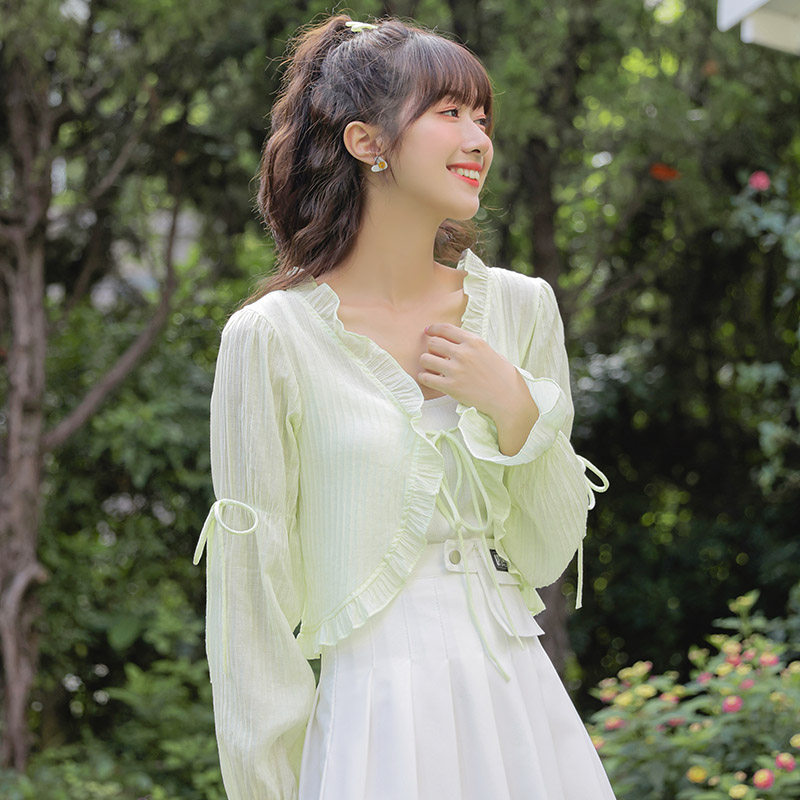 薄款绿色防晒衣外搭女夏季2023新款配吊带裙子小披肩罩衫开衫外套,淘宝优惠券,粉丝福利购,淘宝优惠卷