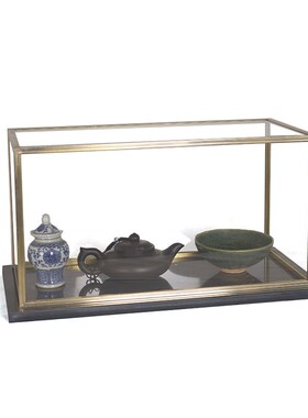 工艺品铜边玻璃防尘罩样办房透明陈列摆件佛像展示盒金属罩子定做