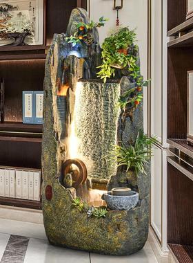 假山循环流水幕墙喷泉开业礼品落地屏风摆件办公室新中式客厅装饰