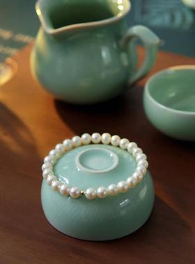 天然无核淡水珍珠弹力手链强光4~7mm民族风原创手串diy散珠轻奢