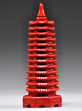 天然朱砂9层九层13层红色文昌塔摆件客厅办公室工艺品送礼