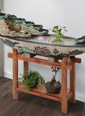 客厅创意落地流水中式玄关循环水景观室内加湿禅意店铺装饰摆设品