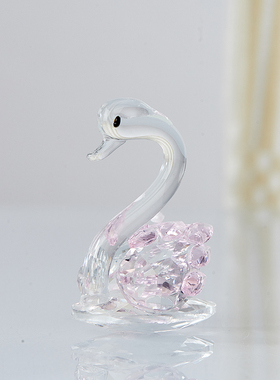水晶兔子天鹅摆件可爱卡通桌面动物装饰品送女孩女生新年生日礼物